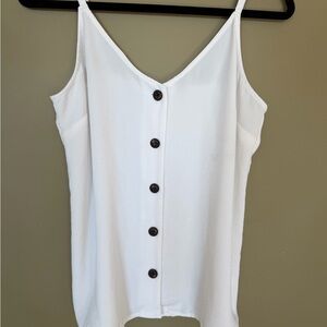 Kismet White Button-Down Front Spaghetti Strap Camisole Tank Top Size M